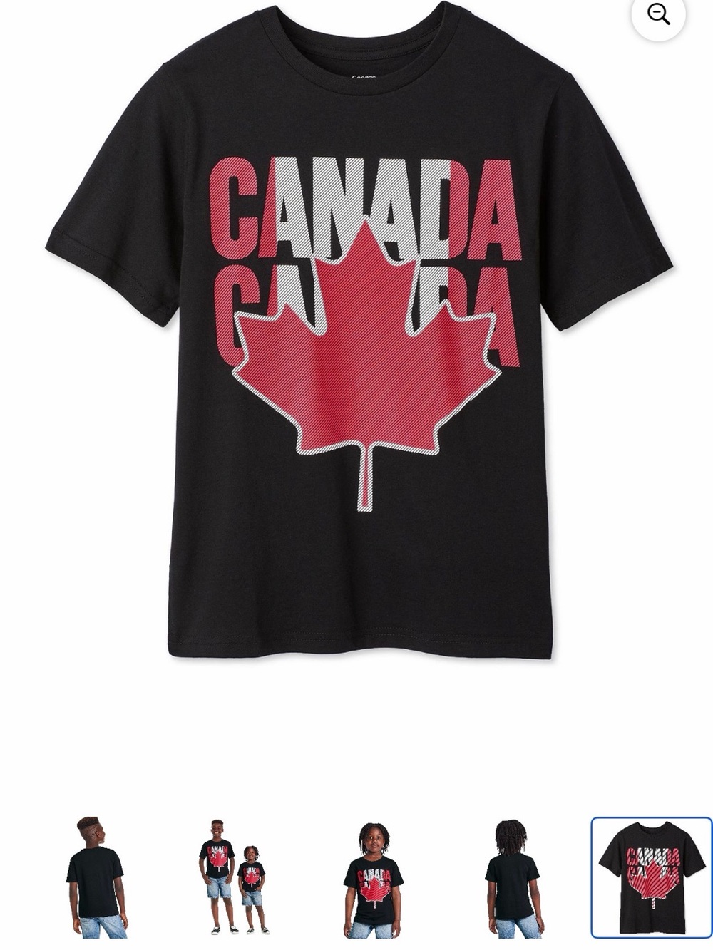 NWT George Boys Canada Day Maple Leaf Graphic T-Shirt Black 100% Cotton Size M